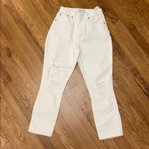 A&F White Distressed Jeans